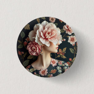 Badge Rond 2,50 Cm Floral Woman Art - Vivez la vie en pleine floraiso