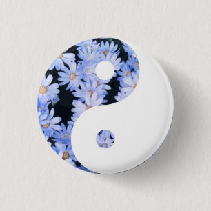 Badge Rond 2,50 Cm Floral Yin Yang