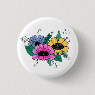 Badge Rond 2,50 Cm Florales colorées, audacieuses