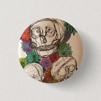 Badge Rond 2,50 Cm Flowers&Skulls
