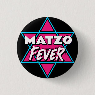 Badge Rond 2,50 Cm Folie du Matzo Bleu Rose Star Disco 70s Juif