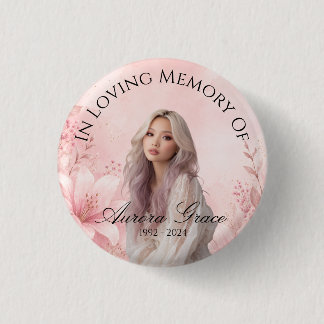 Badge Rond 2,50 Cm Fond commémoratif rose élégant pour funérailles fé