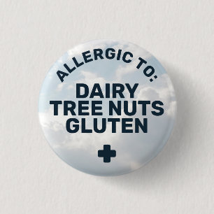 Badge Rond 2,50 Cm Fond de photo d'alerte médicale pour allergie alim