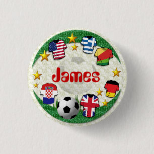 Badge Rond 2,50 Cm Football ~ Bouton Nom n° 3