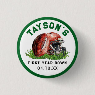 Badge Rond 2,50 Cm Football première année bas 1er anniversaire