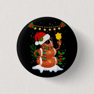 Badge Rond 2,50 Cm Football Snowman Santa Hat Joyeux Noël