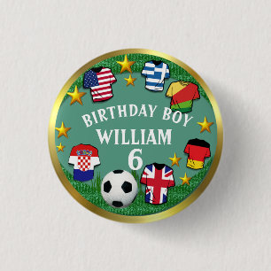 Badge Rond 2,50 Cm Football Texte Personnalisé Anniversaire Nom Âge
