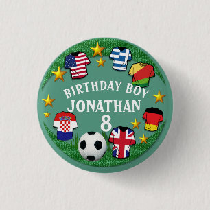 Badge Rond 2,50 Cm Football Texte Personnalisé Anniversaire Nom Âge