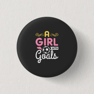 Badge Rond 2,50 Cm Football - Une Fille Avec Des Buts