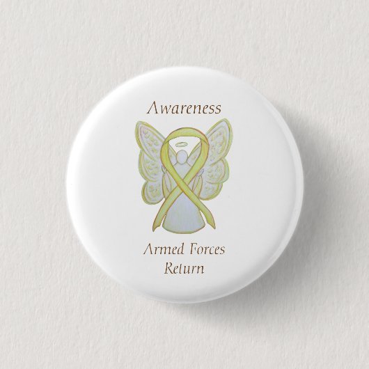 Badge Rond 2,50 Cm Forces armées - Retour Sensibilisation Ruban Angel (Devant)