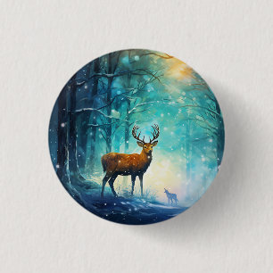 Badge Rond 2,50 Cm Forêt enneigée magique Art-82109