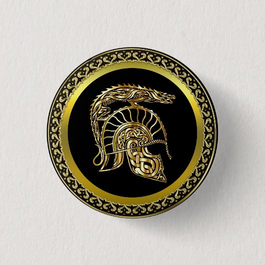 Badge Rond 2,50 Cm Forge de casque d'armure de chevalier viking en te (Devant)