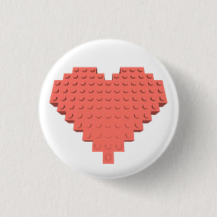 Badge Rond 2,50 Cm Forme cardiaque Valentines