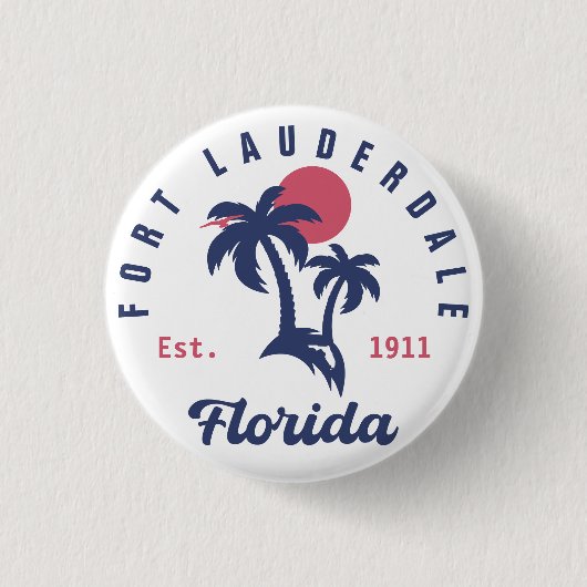 Badge Rond 2,50 Cm Fort Lauderdale Floride Palm Tree Plage tropicale (Devant)
