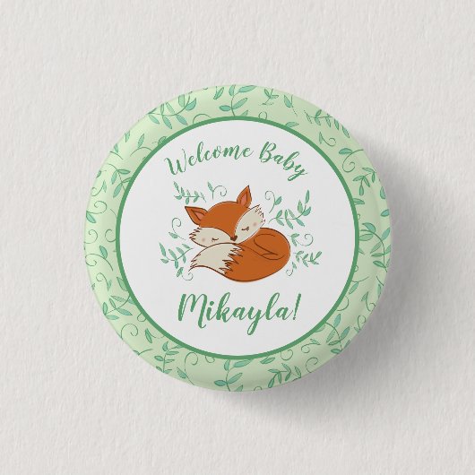 Badge Rond 2,50 Cm Fox Baby shower Animaux boisés (Devant)