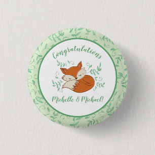 Badge Rond 2,50 Cm Fox Baby shower Animaux boisés