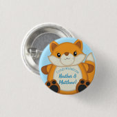 Badge Rond 2,50 Cm Fox Baby shower bleu (Devant & derrière)