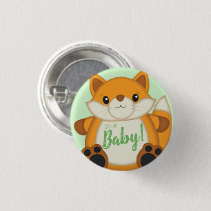 Badge Rond 2,50 Cm Fox Baby shower Green