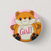 Badge Rond 2,50 Cm Fox Baby shower rose (Devant)