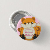 Badge Rond 2,50 Cm Fox Baby shower rose (Devant & derrière)