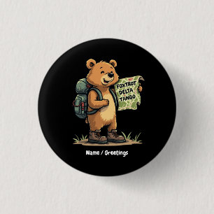 Badge Rond 2,50 Cm Foxtrots Deltas Tangos Funny Ours Retro Graphisme