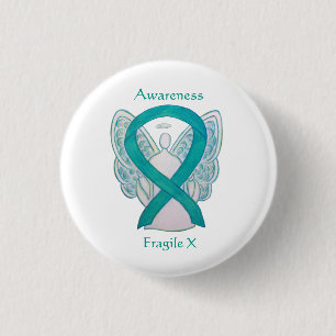 Badge Rond 2,50 Cm Fragile X Turquoise Sensibilisation Angle Ruban Pi