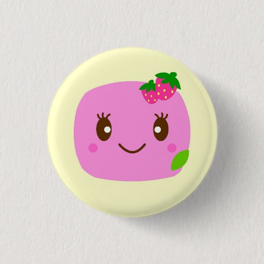 Badge Rond 2,50 Cm fraise rose foncée de boulette (Devant)