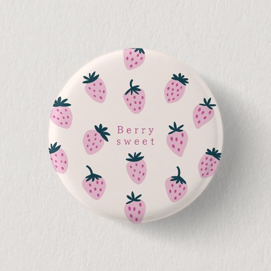 Badge Rond 2,50 Cm Fraises rose (Devant)
