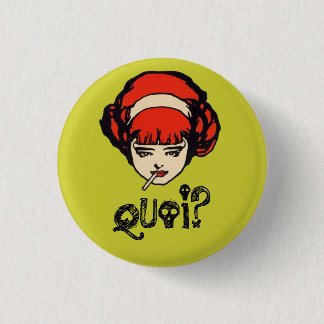 Badge Rond 2,50 Cm Français Quoi fumant le rétro vert punk