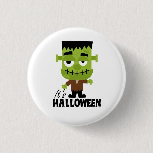 Badge Rond 2,50 Cm Frankenstein C'est Halloween (Devant)