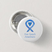 Badge Rond 2,50 Cm Free Speech Blue Awareness Ruban Coeur Pins (Devant & derrière)