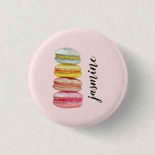 Badge Rond 2,50 Cm French Macarons Watercolor Hand-painted