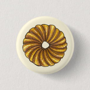 Badge Rond 2,50 Cm French Twist Pastry Donut Doughnut Petit déjeuner