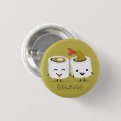 Badge Rond 2,50 Cm Frères et sœurs de sushi (Devant & derrière)
