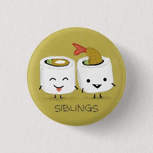 Badge Rond 2,50 Cm Frères et sœurs de sushi (Devant)