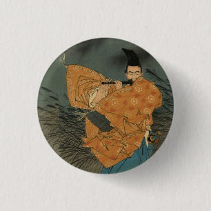 Badge Rond 2,50 Cm Fujiwara no Yasumasa joue de la flute au clair de 