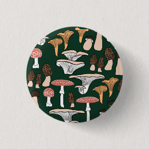 Badge Rond 2,50 Cm Fun Fungi Motif de champignons