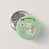 Badge Rond 2,50 Cm Fun Llama Fun Lime Green fête d'anniversaire (Devant & derrière)