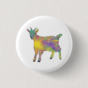 Badge Rond 2,50 Cm Funky Starburst Chèvre Colorée Mignonne Animal A