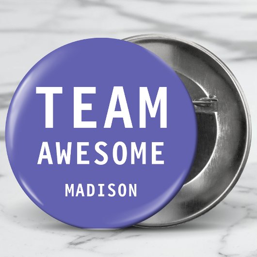 Badge Rond 2,50 Cm Funky Team Awesome Purple Nom Personnalisé