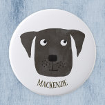 Badge Rond 2,50 Cm Funny Black Labrador Retriever Chien Nom personnal<br><div class="desc">Un joli tableau d'aquarelle de chien Black Labrador Retriever pour vous faire sourire. Customisez en modifiant ou en supprimant le nom.</div>