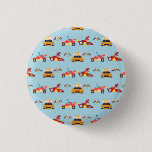 Badge Rond 2,50 Cm Funny Dinosaur voiture de course garçon anniversai