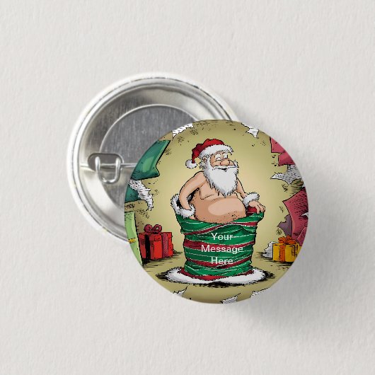 Badge Rond 2,50 Cm Funny Dirty Père Noël collection de Noël (Devant & derrière)