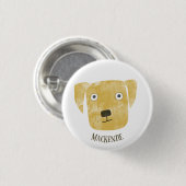 Badge Rond 2,50 Cm Funny Golden Labrador Retriever Chien Nom personna (Devant & derrière)