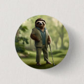 Badge Rond 2,50 Cm Funny Golf Sloth, (Devant)