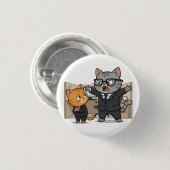 Badge Rond 2,50 Cm Funny Office Cat Boss Scolding Employee Button (Devant & derrière)