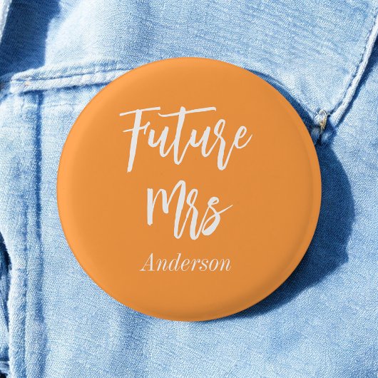 Badge Rond 2,50 Cm Future Madame Orange Blanc Mariée