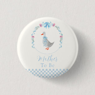 Badge Rond 2,50 Cm Future Maman Bleue à Carreaux Silly Goose Baby Sho