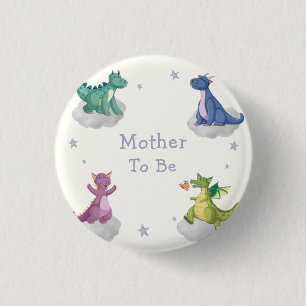 Badge Rond 2,50 Cm Future Maman Étoiles Magiques Dragon Baby Shower