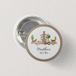 Badge Rond 2,50 Cm Future Maman Fête de Bébé Tracteur Vintage Agricul